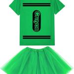 Crayon T Shirt Halloween Costume Set for Women Crayon Halloween Group Team Costume Cool Tutu Skirt,