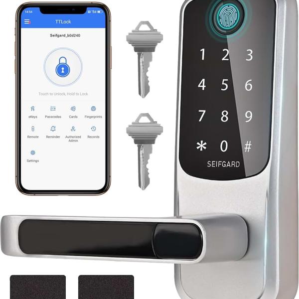 Keypad Door Lock with Handle,Smart Locks for Front Door,Smart Door Lock with Keypads,Fingerprint