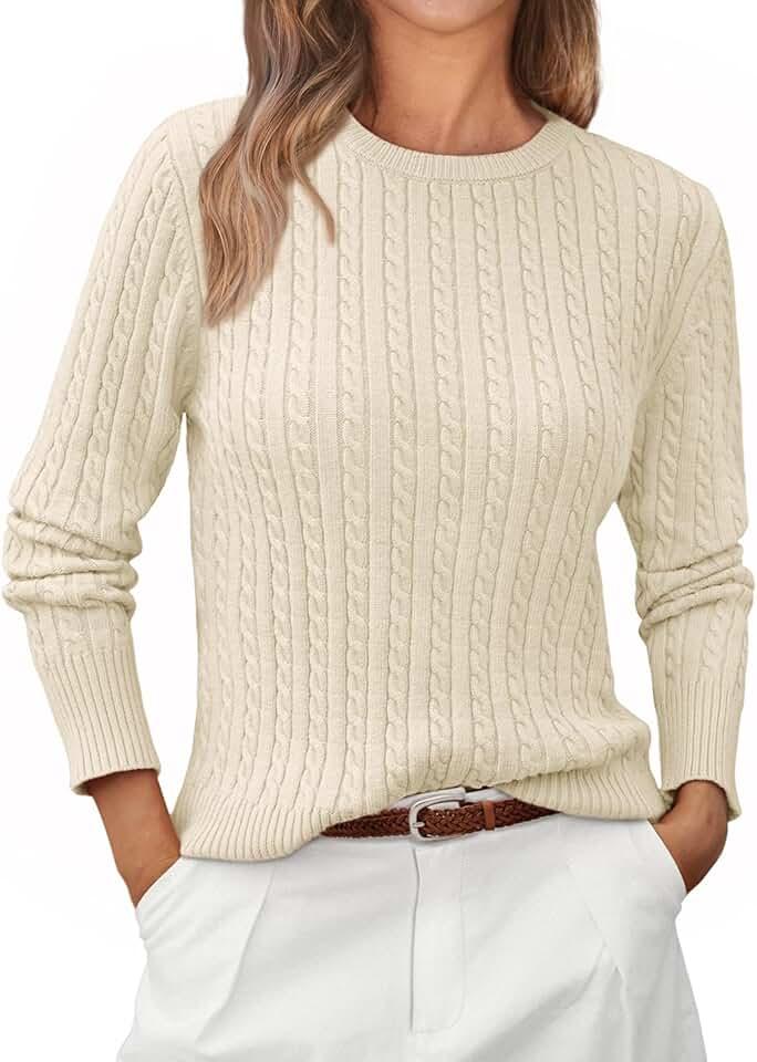 LILLUSORY Cable Knit Sweater Women's Soft Pullover Sweaters