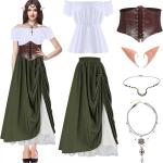 6 Pieces Renaissance Costumes for Women Halloween Cosplay Adult Medieval Fairy Elf Dresses Outfits