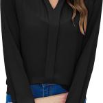 Blooming Jelly Women's Dressy Casual Tops Business Long Sleeve Shirts Black Work Blouses Fall Fashion 2024