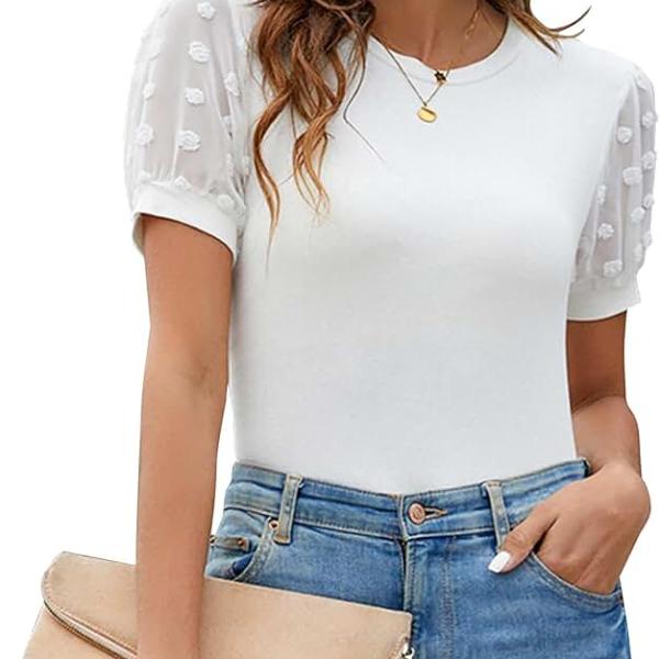 Blooming Jelly Womens Short Sleeve Blouse Business Casual Dressy Tops Ribbed Summer Stylish Work Shirts