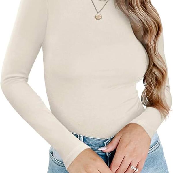 PINKMSTYLE Womens Double Lined Mock Neck Long Sleeve Tops Slim Fitted Thermal Underwear Fall Outfits