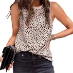 EVALESS Tank Top for Women Fashion Crewneck Sleeveless Clothing Trendy Polka Dots Tops Shirts Loose Fit Basic Tee Tshirts