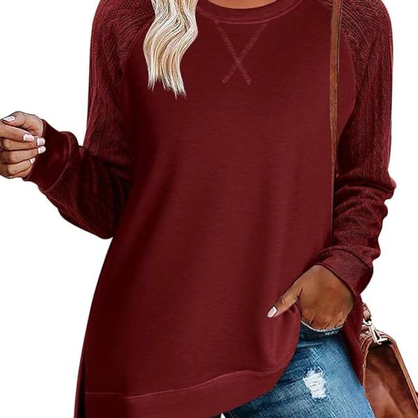 Zeagoo Womens Sweatshirts Lightweight Cable Knit Sleeve Sweaters Trendy Fall Tunic Tops