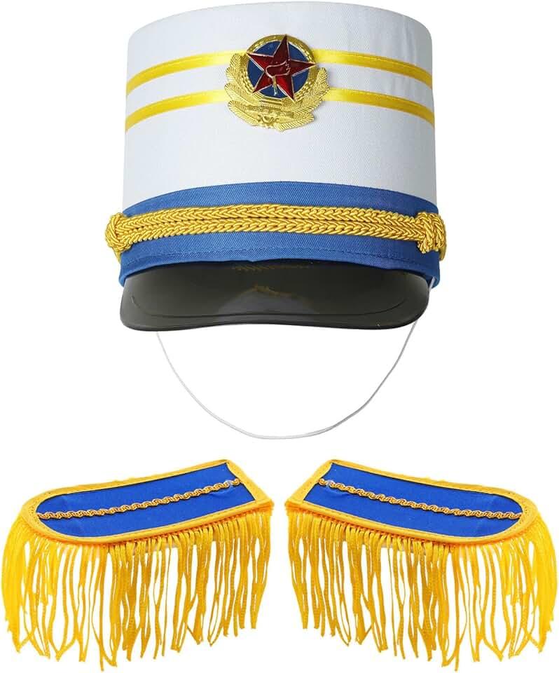 Major Drum Band Costume Marching Band Hat Orchestra Hat with Tassel Shoulder Boards Uniform