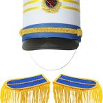 Major Drum Band Costume Marching Band Hat Orchestra Hat with Tassel Shoulder Boards Uniform