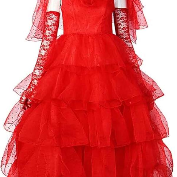 Lydia Costume Deetz Cosplay Beetle Red Bride Dress Juice Outfit Gothic Lydia Red Costume Women