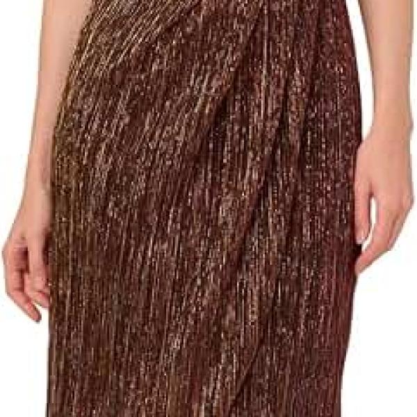 Women's Halter Crinkle Metallic Dress