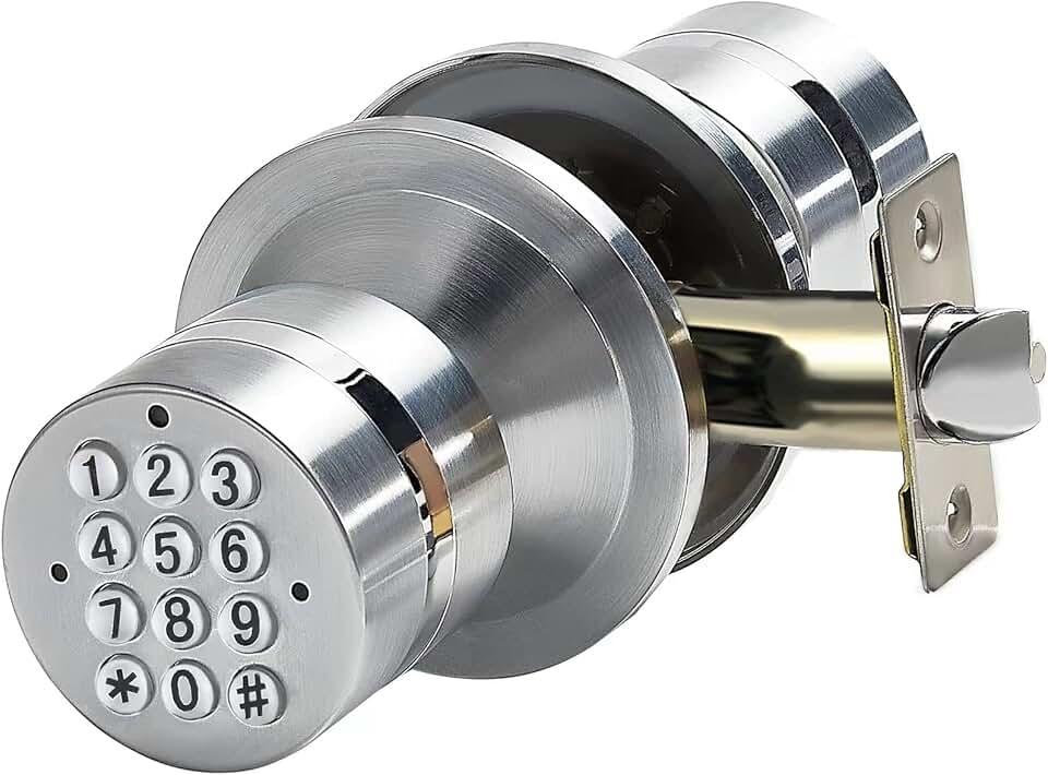 Keyless Electronic Entry Door Knob, Keypad Smart Door Knob, Interior Door Handle with Lock,