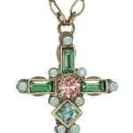 Sorrelli Delicate Cross Pendant Necklace, Antique Gold-Tone Finish, Crystal