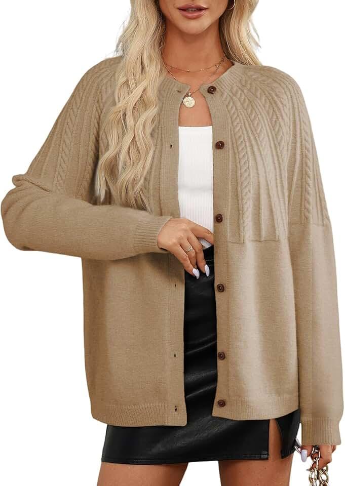 Dokotoo Cardigan Sweaters for Women 2024 Fall Outfits Long Sleeve Crochet Knit Sweaters