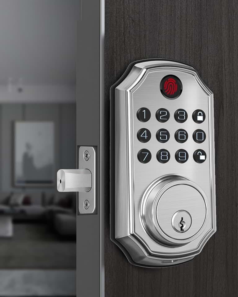 ZSZ Smart Locks for Front Door, Keyless Entry Door Lock with Fingerprint, Keypad & Code Unlock, No