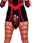 Women's Red Dragon Ninja Hooded Romper Costume