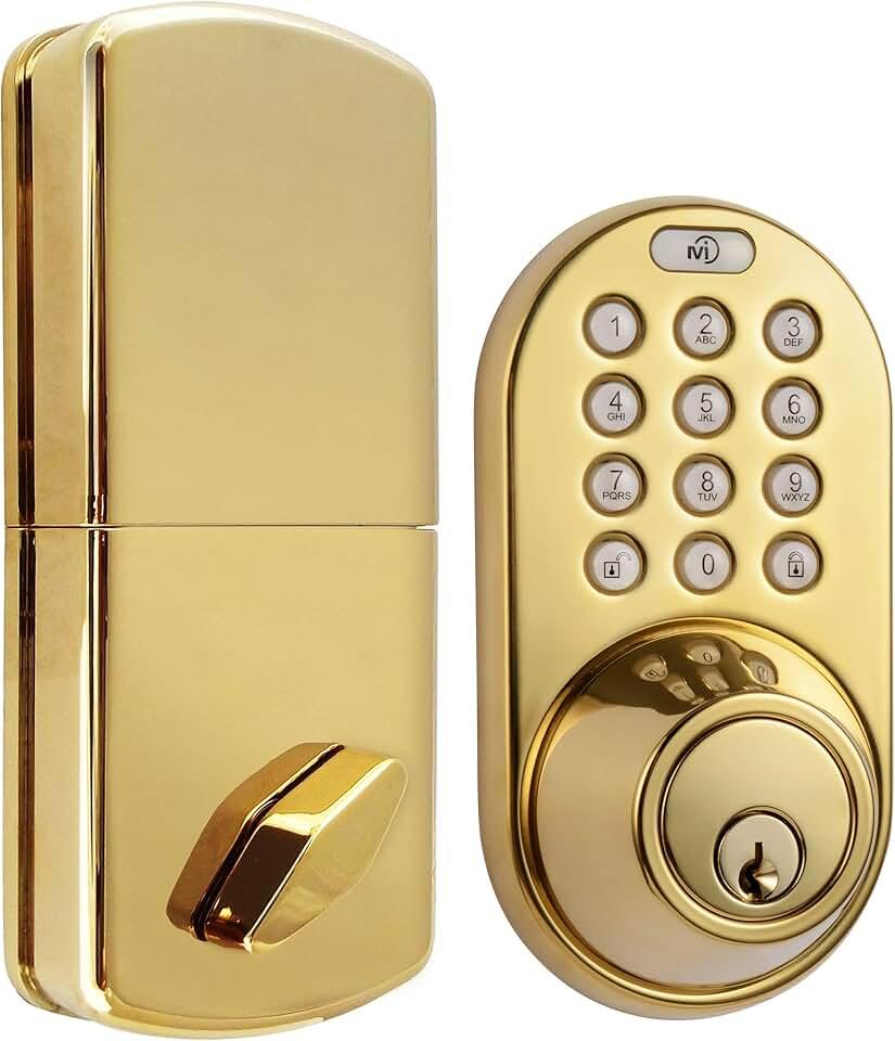 MiLocks DF-02P Keyless Entry Deadbolt Door Lock with Electronic Digital Keypad Entry, Polished