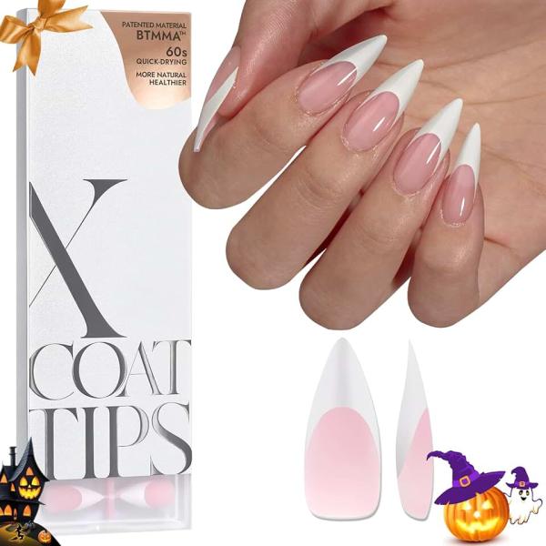 BTArtboxnails French Gel Nail Tips - Halloween Nails Press on Nails Pink Long Stiletto XCOATTIPS