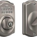 Schlage BE365 V CAM 619 Camelot Keypad Deadbolt, Electronic Keyless Entry Lock, Satin Nickel