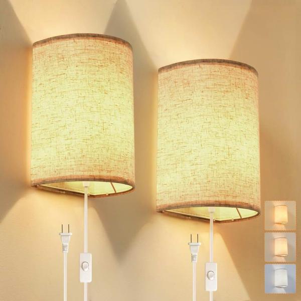 Plug in Wall Sconce, 3 Colors Wall Sconces Set of Two, Industrial Plug in Wall Light, Wall Sconce