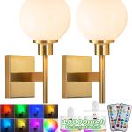 Battery Operated Wall Sconce Set of 2, RGB Color Changing Rechargeable Wall Sconce Up to 50 Hours