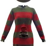 Adult Halloween Men's Knitted Striped Sweater Horror Killer Movie Devil Costume with Hat