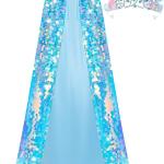 Womens Mermaid Costume Accessories Princess Sequins Cape Cloak and Mermaid Crown for Halloween