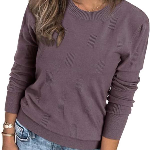 Arach&Cloz Womens Fall Sweater Long Sleeve Crew Knit Pullover Tops Trendy Dressy Blouse Business Casual Outfit Fashion 2024