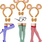 3 Set Chipmunks Costumes Set Chipmunk Ears Headband, Knee-High Socks for Halloween Party Animal