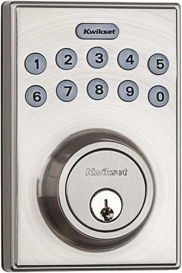 Kwikset 92640-001 Contemporary Electronic Keypad Single Cylinder Deadbolt with 1-Touch Motorized