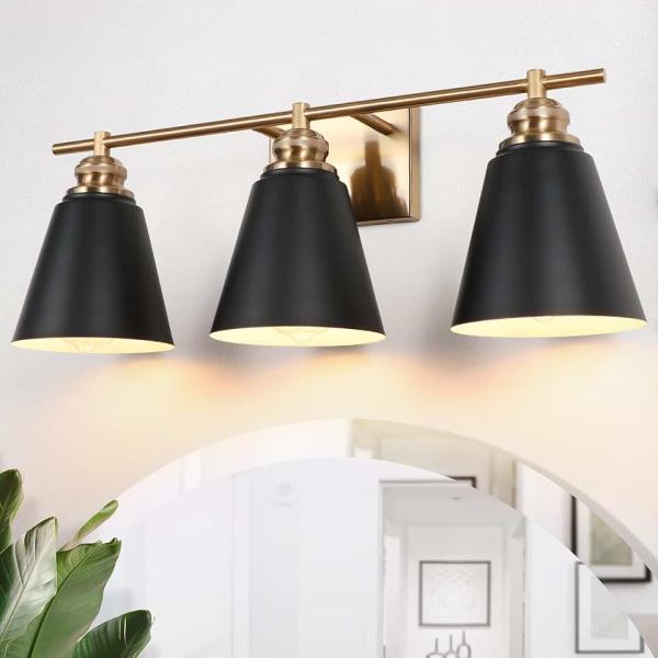 Bathroom Light Fixtures, Rustic Industrial Gold Wall Lamps, 3 Light Bathroom Vanity Light Over