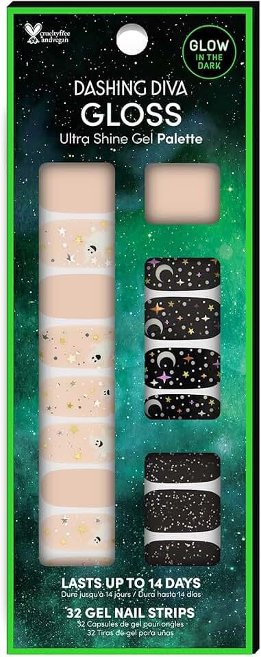 Dashing Diva Gloss Halloween Glow in The Dark Nail Strips - Boo Crew | UV Free, Long Lasting, Cute