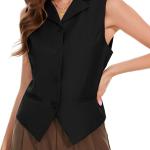 Genhoo Women's Suit Vest Dressy Casual Lined Vest Lapel Collar Button-Down Suit Jacket Waistcoat