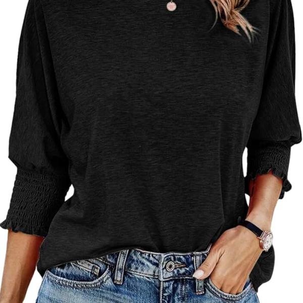 Dokotoo Women's 2024 Fashion Tops 3/4 Sleeve T-Shirts Cute Crewneck Basic Business Tees Blouses