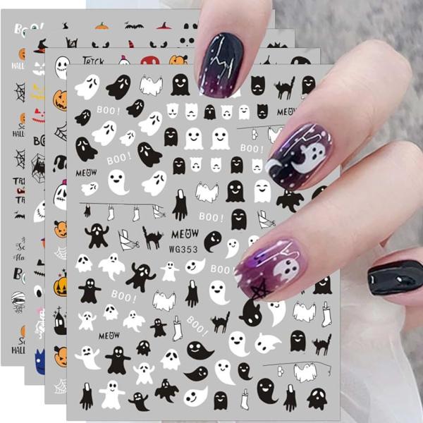 12 Sheets Halloween Nail Art Stickers Decals Self-Adhesive Pegatinas Uñas Cute Kids Pumpkin Horror