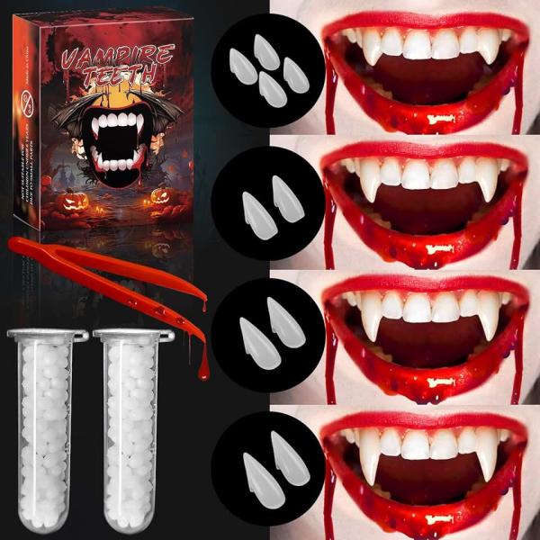 CPSYUB Vampire Teeth Fangs - 5 Pairs 4 Sizes Kids Vampire Fangs Halloween Accessories Party Cosplay