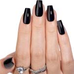 BTArtbox Press on Nails Black - Halloween Press on Nails Soft Gel Coffin Fake Nails with Nail Glue,