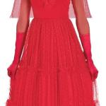 Lydia Red Wedding Dress Costume for Women - Beetlejuice Costume Includes Dress, Pair of Gloves, &