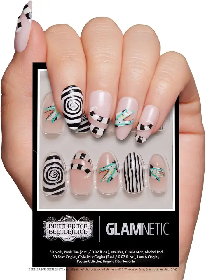 Beetlejuice Beetlejuice™ x Glamnetic Press On Nails - Sandworm™ | Semi-Transparent 3D Graphic Short