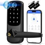 Fingerprint Door Lock, Upgraded Keypad Door Lock with Handle, Keyless Entry Door Lock with APP