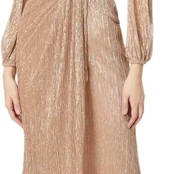 Women's Metallic Mesh Draped Gown