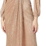 Women's Metallic Mesh Draped Gown