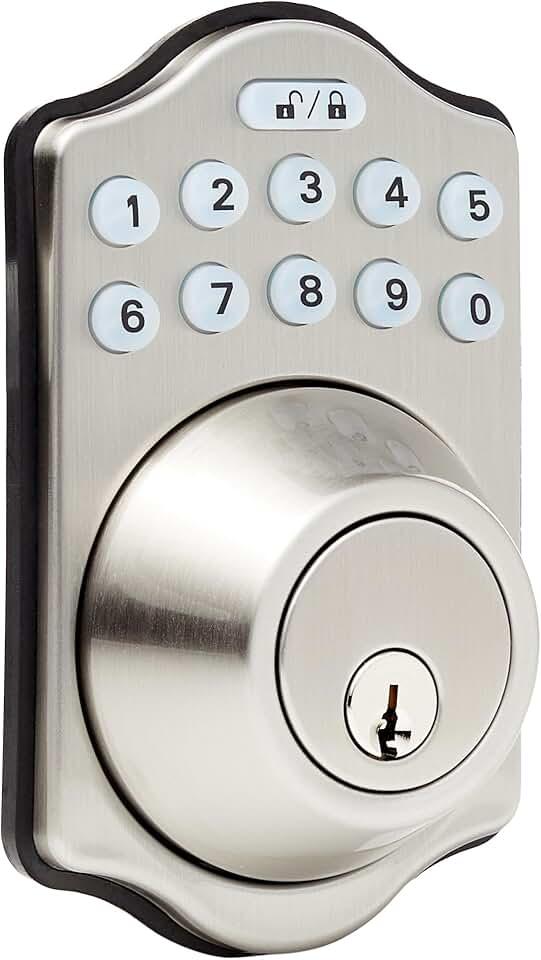 Amazon Basics Traditional Electronic Keypad Deadbolt Door Lock, Keyed Entry Option, Traditional,