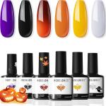 modelones 6 Colors Halloween Gel Nail Polish, Hocus Pocus Orange Yellow Gray Black Purple Fall Gel