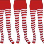 3 Pairs Christmas Striped Tights Full Length Tights Stocking Leggings Women Costume Accessory for