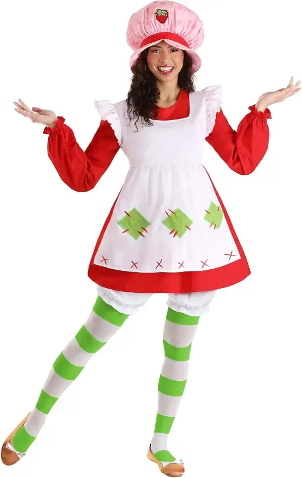 Adult Strawberry Shortcake Costume | Nostalgic Character Dress with Iconic Hat for Halloween &