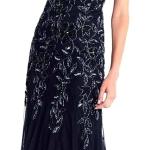 Women's Floral Beaded Godet Gown