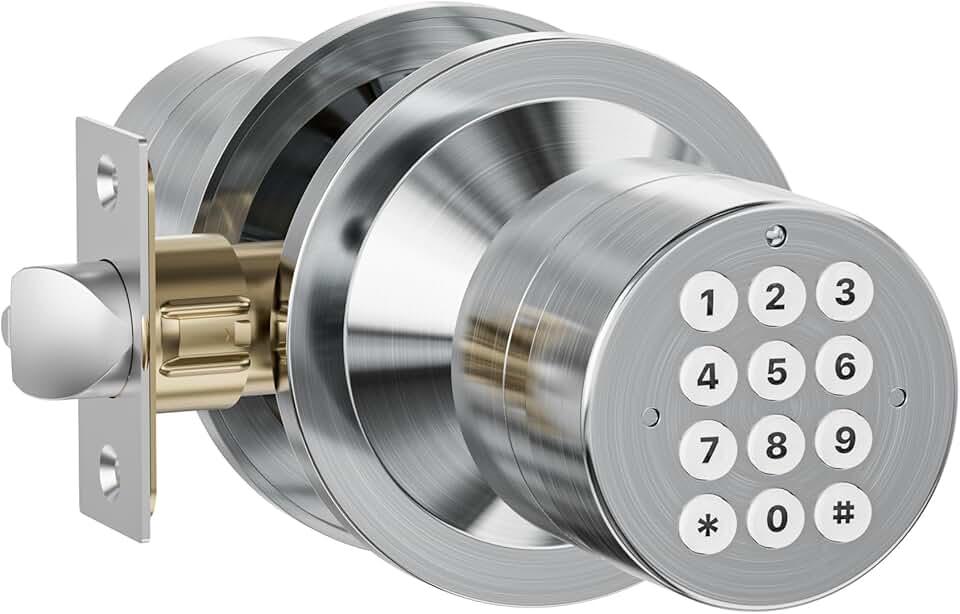 Door Knob with Keypad, Door Lock with Code, Keypad Door Lock with Handle, Keyless Entry Door Lock