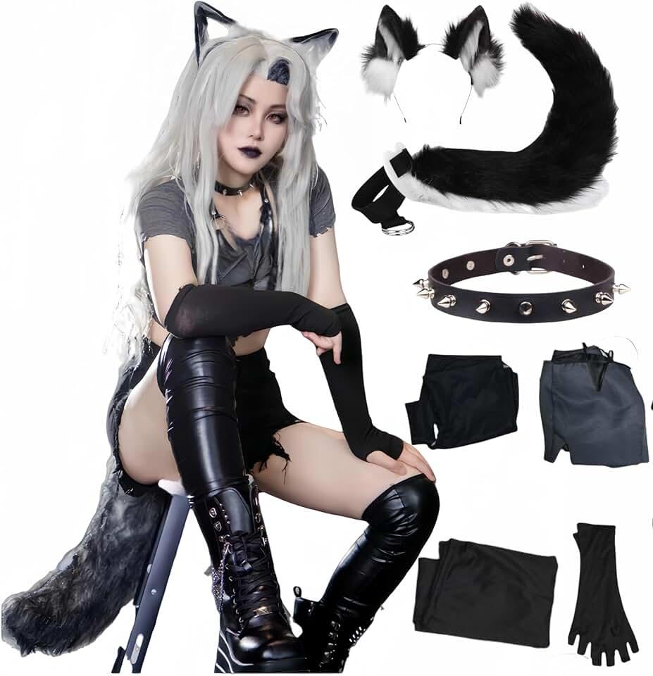 Loona Helluva Boss Cosplay Costume for Women, Loona Anime Outfit Dress Costume with Fox Ears Fox