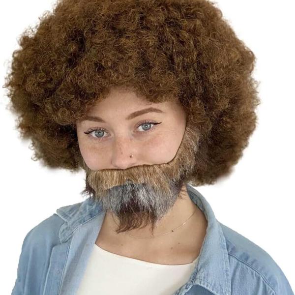 Classic 80's Painter Afro Wig and Beard Set for, Effortless Celebrity Look, Quality Halloween