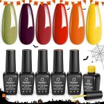 beetles Gel Polish Set, Sunset Leaves Orange Gel Nail Colors Burgundy Purple Red Green Fall Nail