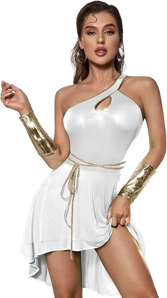 Women's Greek Goddess Costume 3pcs Classic Toga Costumes Cosplay Halloween Egypt Roman Greek